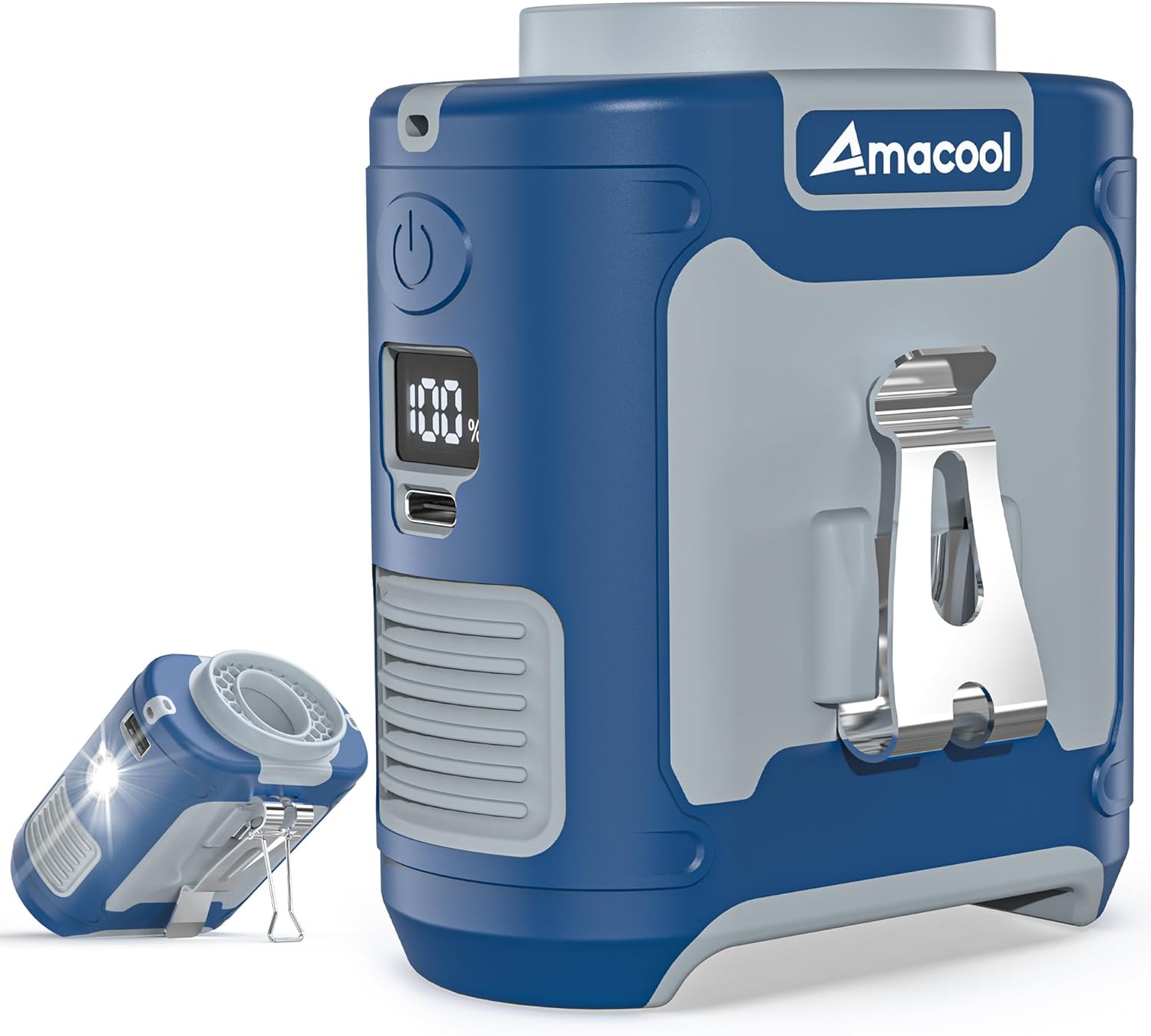 Portable Waist Fan Clip On, MAX 40H Work Time, 10000Mah Rechargeable Wearable Shirt Fan with Light, 16000RPM Powerful 5 Speeds Belt Fans Personal Cooling Fans for Outdoor Jobsite Travel