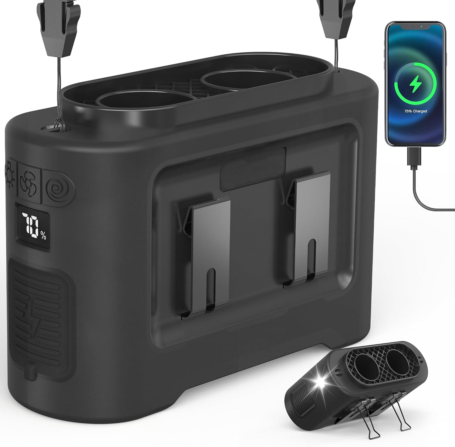 Portable 14500mAh-20000mAh Waist Fan, Dual Motor Clip-On Fan with 10 Speeds, 40H Runtime, Hands-Free Belt & Neck Design