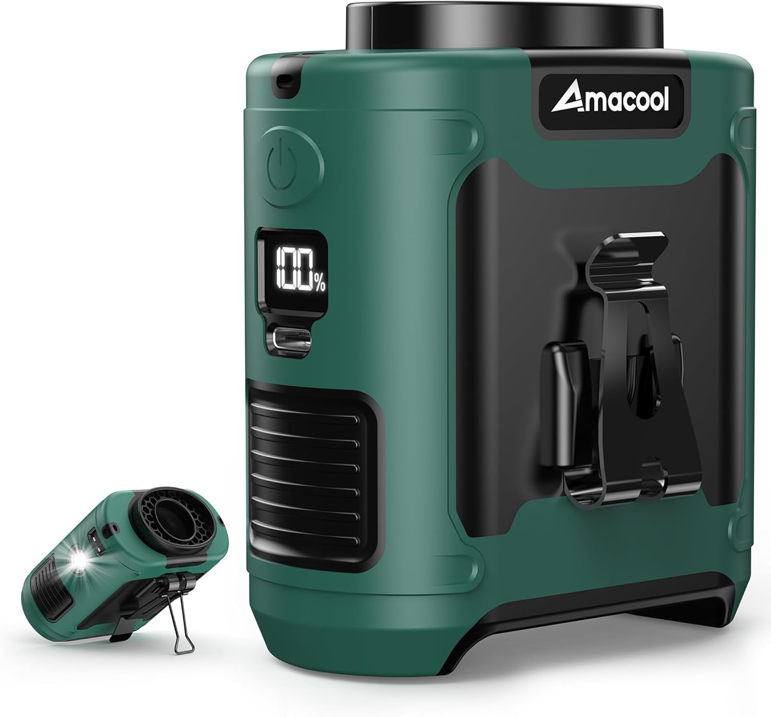 Portable Waist Fan Clip On, MAX 40H Work Time, 10000Mah Rechargeable Wearable Shirt Fan with Light, 16000RPM Powerful 5 Speeds Belt Fans Personal Cooling Fans for Outdoor Jobsite Travel