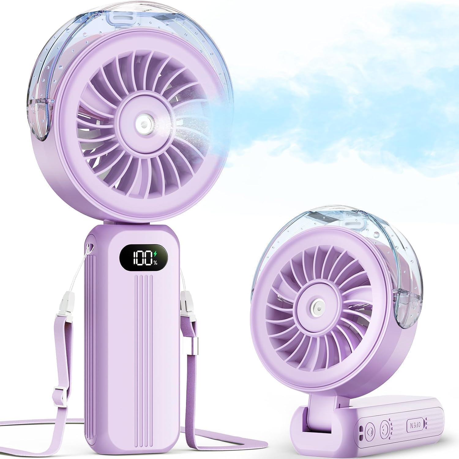 Portable Handheld Misting Fan – Rechargeable Personal Cooling Fan with Water Mist