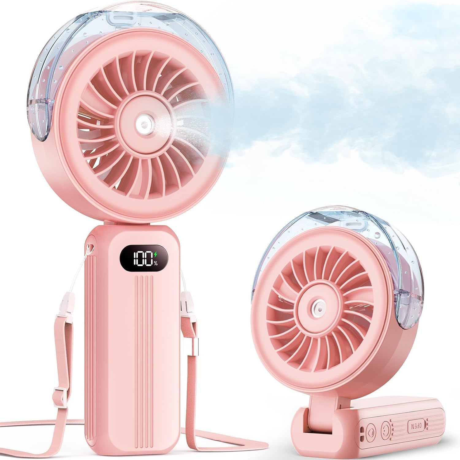 Portable Handheld Misting Fan – Rechargeable Personal Cooling Fan with Water Mist