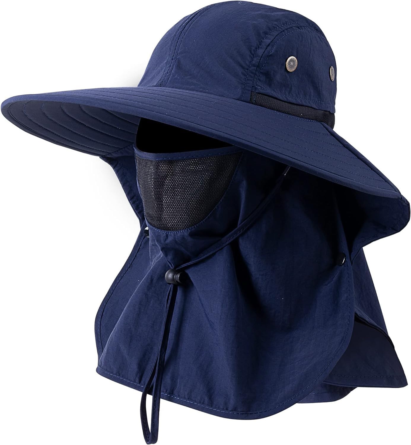 Sun Hat with Face Cover and Neck Flap – UPF 50+ Wide Brim Fishing Hat for Men and Women, Full Coverage UV Protection for Hiking, Camping and Outdoor Activities