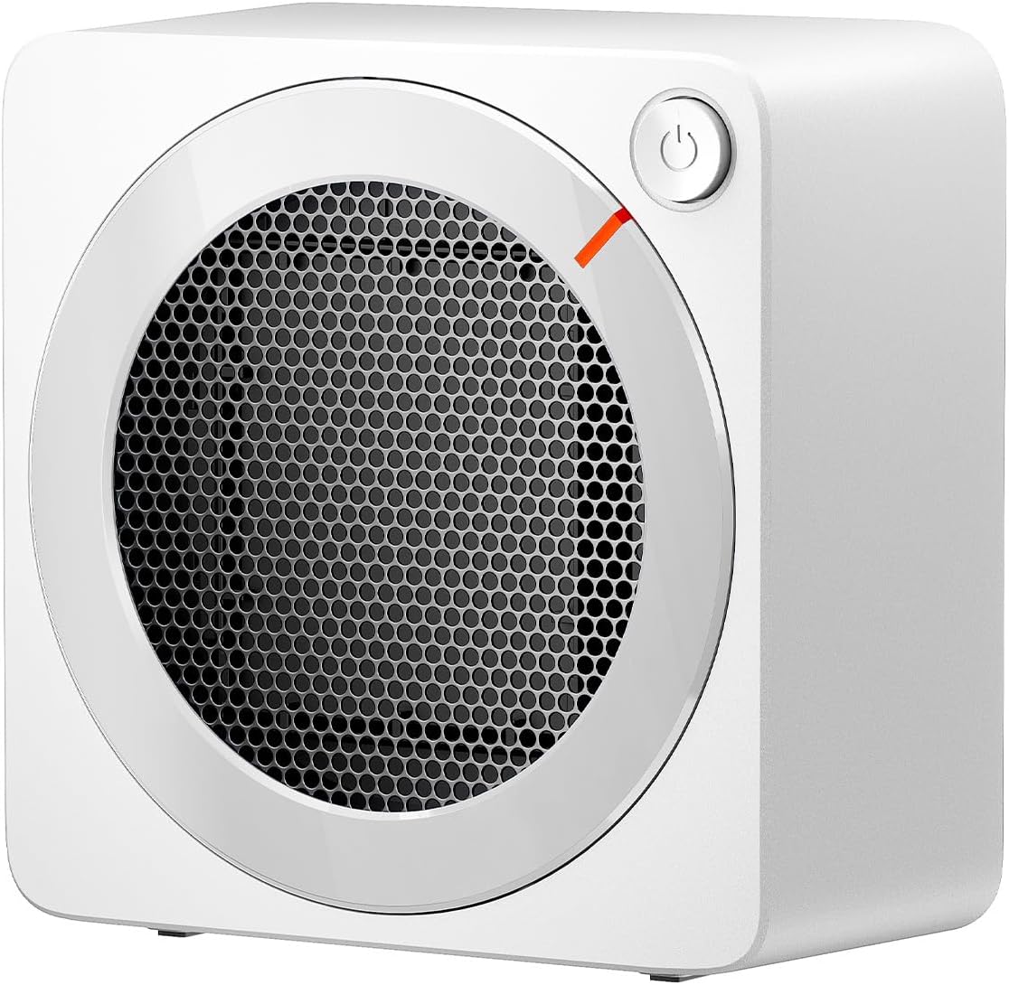 500W Mini Ceramic Space Heater – Portable PTC Fast Heating Desk Heater with Adjustable Thermostat