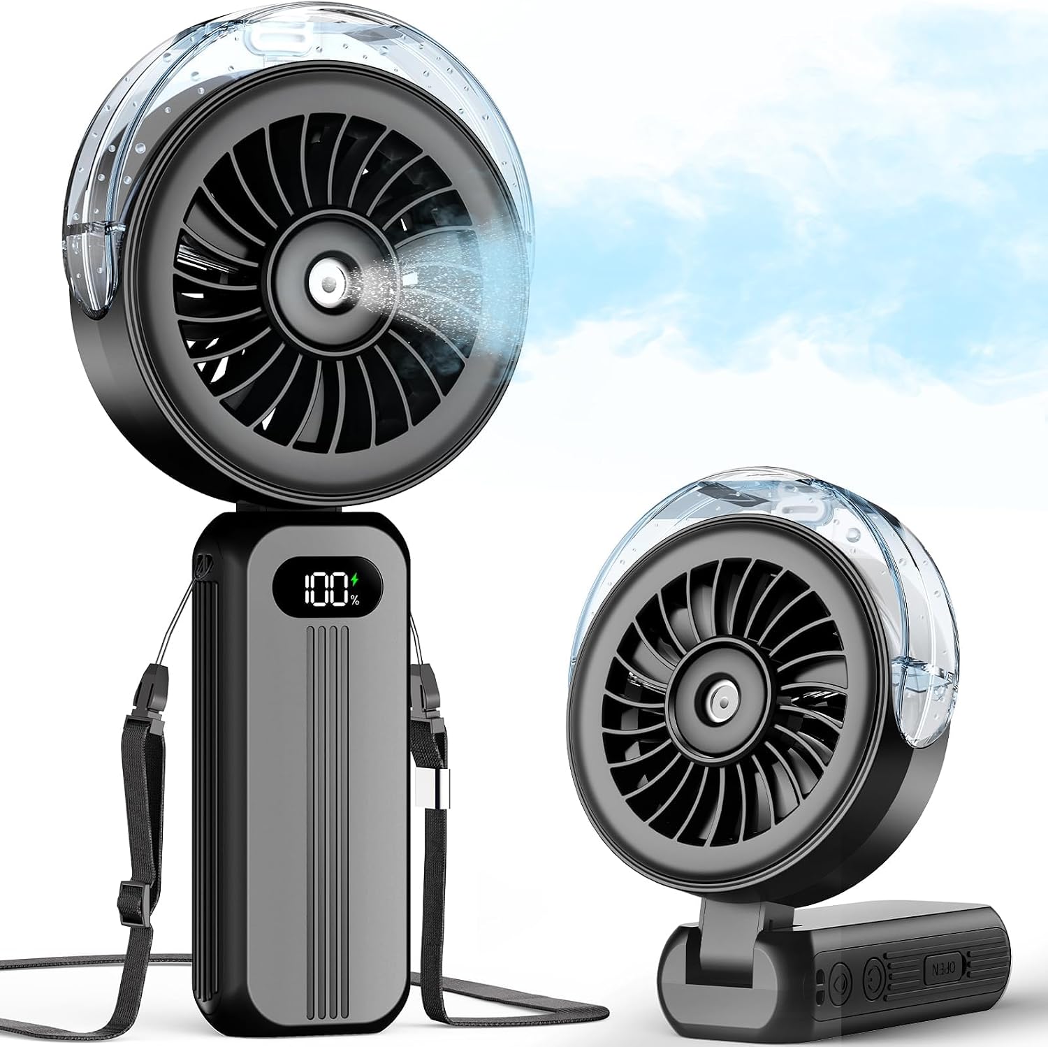 Portable Handheld Misting Fan – Rechargeable Personal Cooling Fan with Water Mist