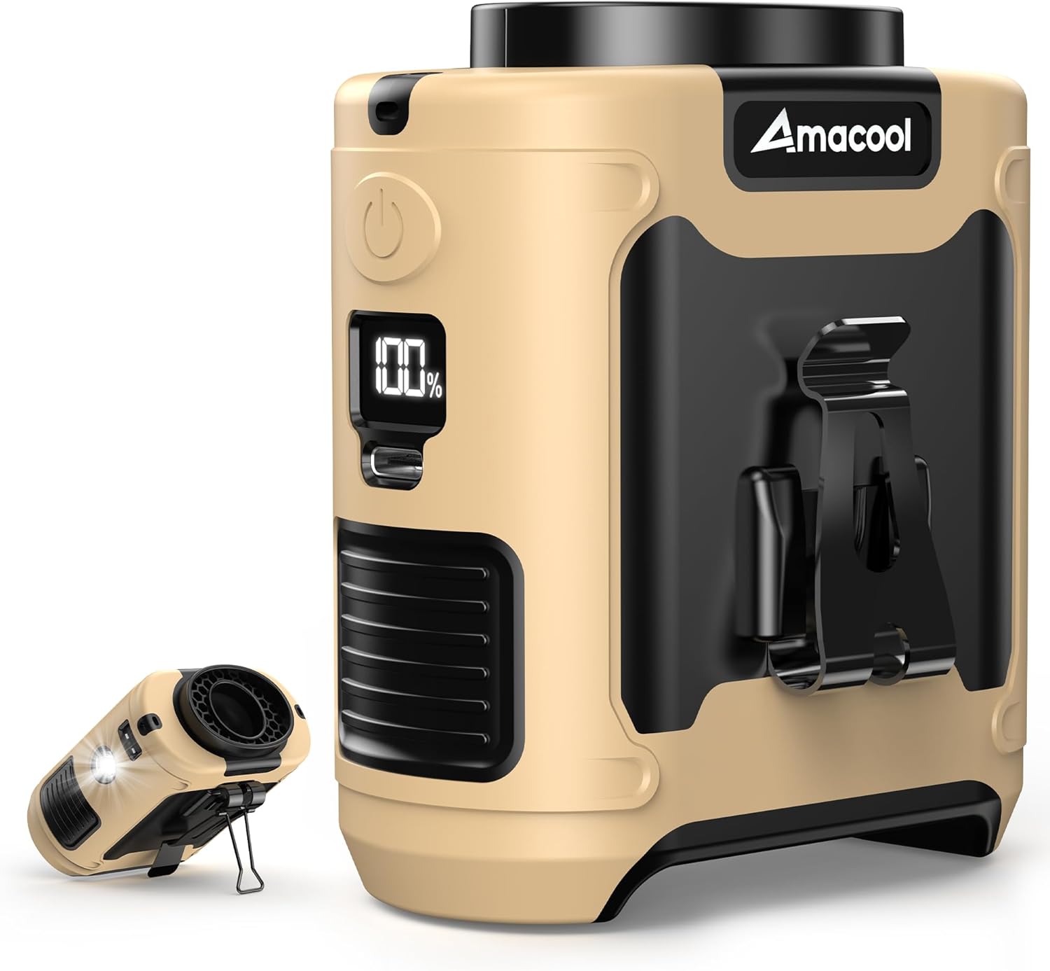 Portable Waist Fan Clip On, MAX 40H Work Time, 10000Mah Rechargeable Wearable Shirt Fan with Light, 16000RPM Powerful 5 Speeds Belt Fans Personal Cooling Fans for Outdoor Jobsite Travel