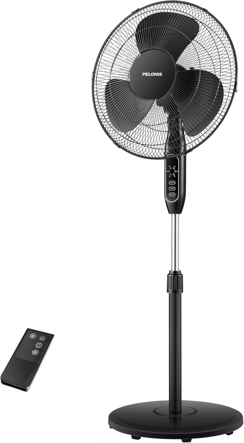 16-Inch Oscillating Pedestal Fan – Adjustable Height Standing Fan with 3 Speed Settings