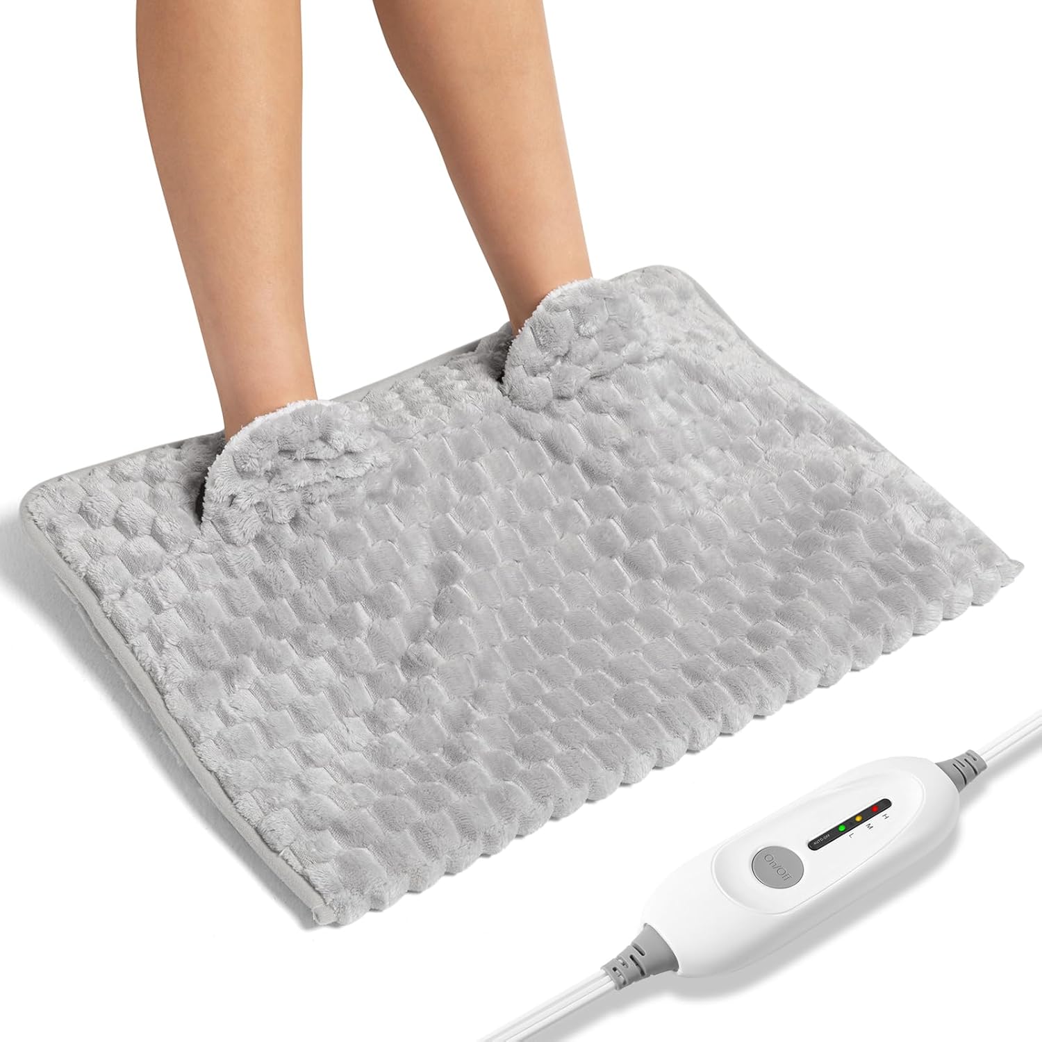 Electric Heated Foot Warmer – Soft Flannel Foot Heater with 3 Heat Levels, 2-Hour Auto-Off, Pocket Design for Feet, Abdomen, Cramps, and Pain Relief