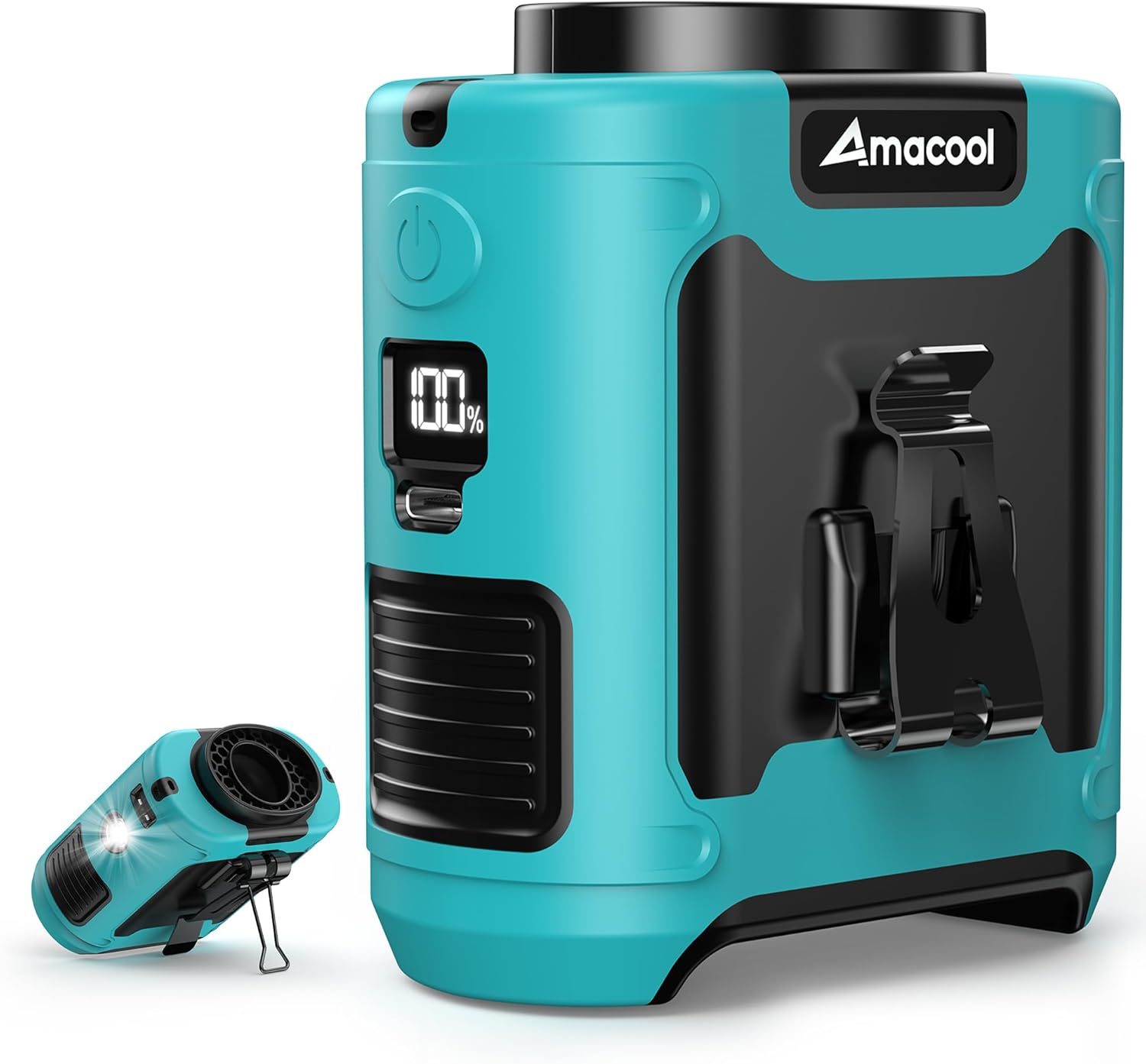 Portable Waist Fan Clip On, MAX 40H Work Time, 10000Mah Rechargeable Wearable Shirt Fan with Light, 16000RPM Powerful 5 Speeds Belt Fans Personal Cooling Fans for Outdoor Jobsite Travel