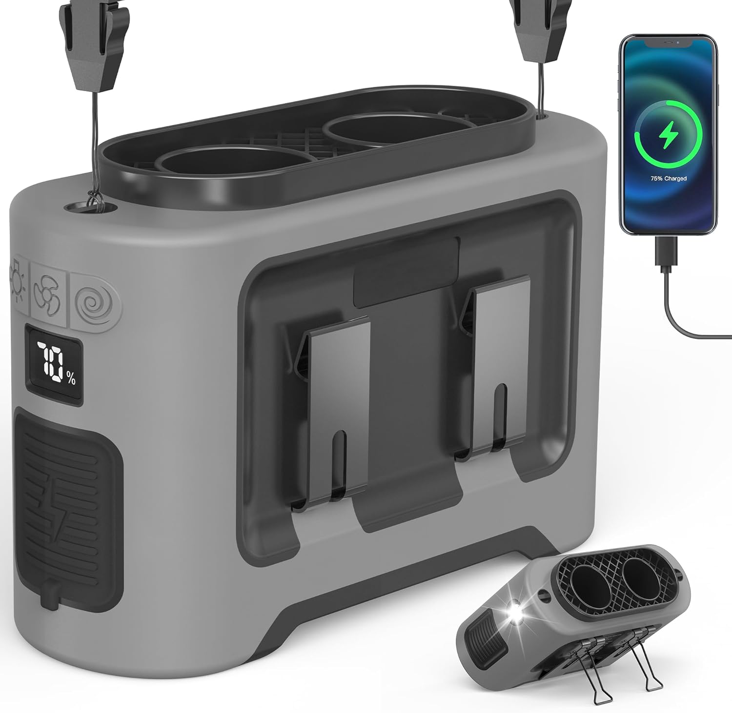 Portable 14500mAh-20000mAh Waist Fan, Dual Motor Clip-On Fan with 10 Speeds, 40H Runtime, Hands-Free Belt & Neck Design