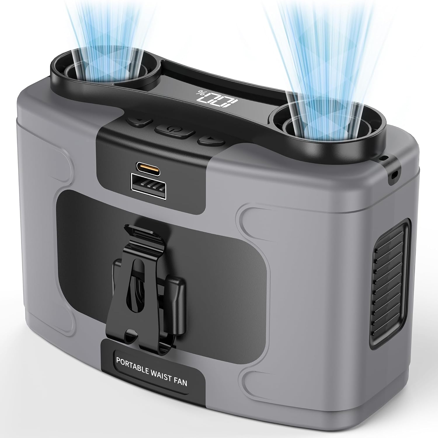 Portable 14500mAh-20000mAh Waist Fan, Dual Motor Clip-On Fan with 10 Speeds, 40H Runtime, Hands-Free Belt & Neck Design