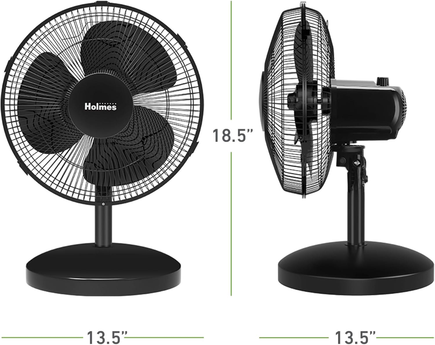 Oscillating Table Fan – Quiet Personal Desk Fan with 3 Speed Settings, 75° Wide-Angle Oscillation, 15° Adjustable Tilt
