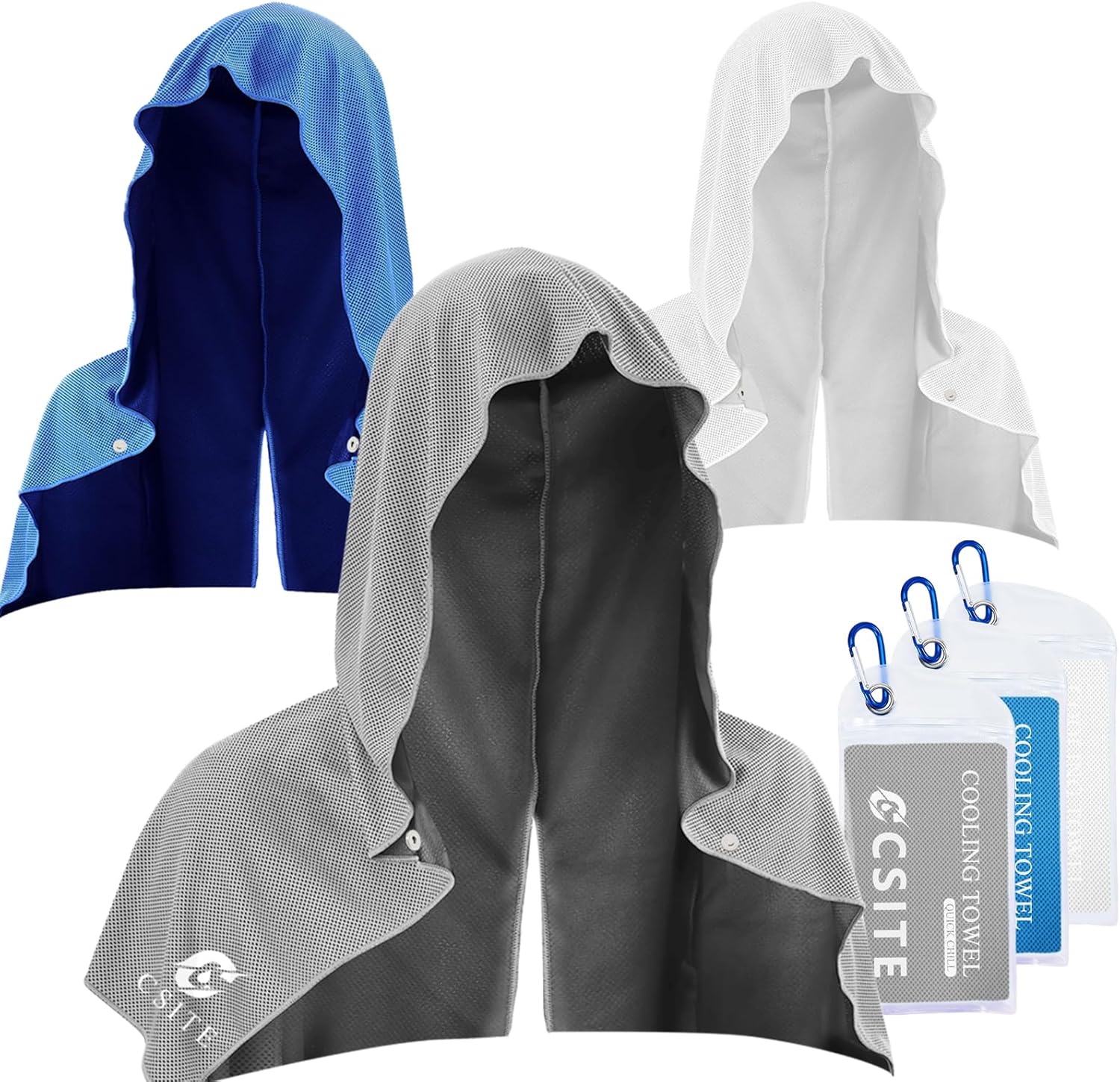 UPF 50 Cooling Hoodie Towel – Instant Cooling Neck & Face Towel for Sports, Gym, and Outdoor Activities