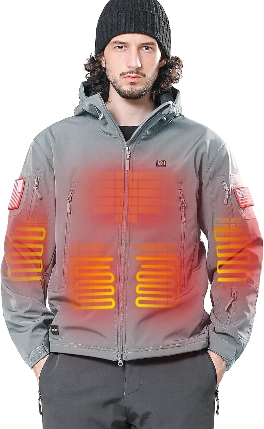 Men’s Heated Jacket with 12V Battery Pack, Electric Heating Coat, Soft Shell Waterproof Winter Jacket with Adjustable Temperature for Outdoor Work, Hunting, Hiking & Skiing