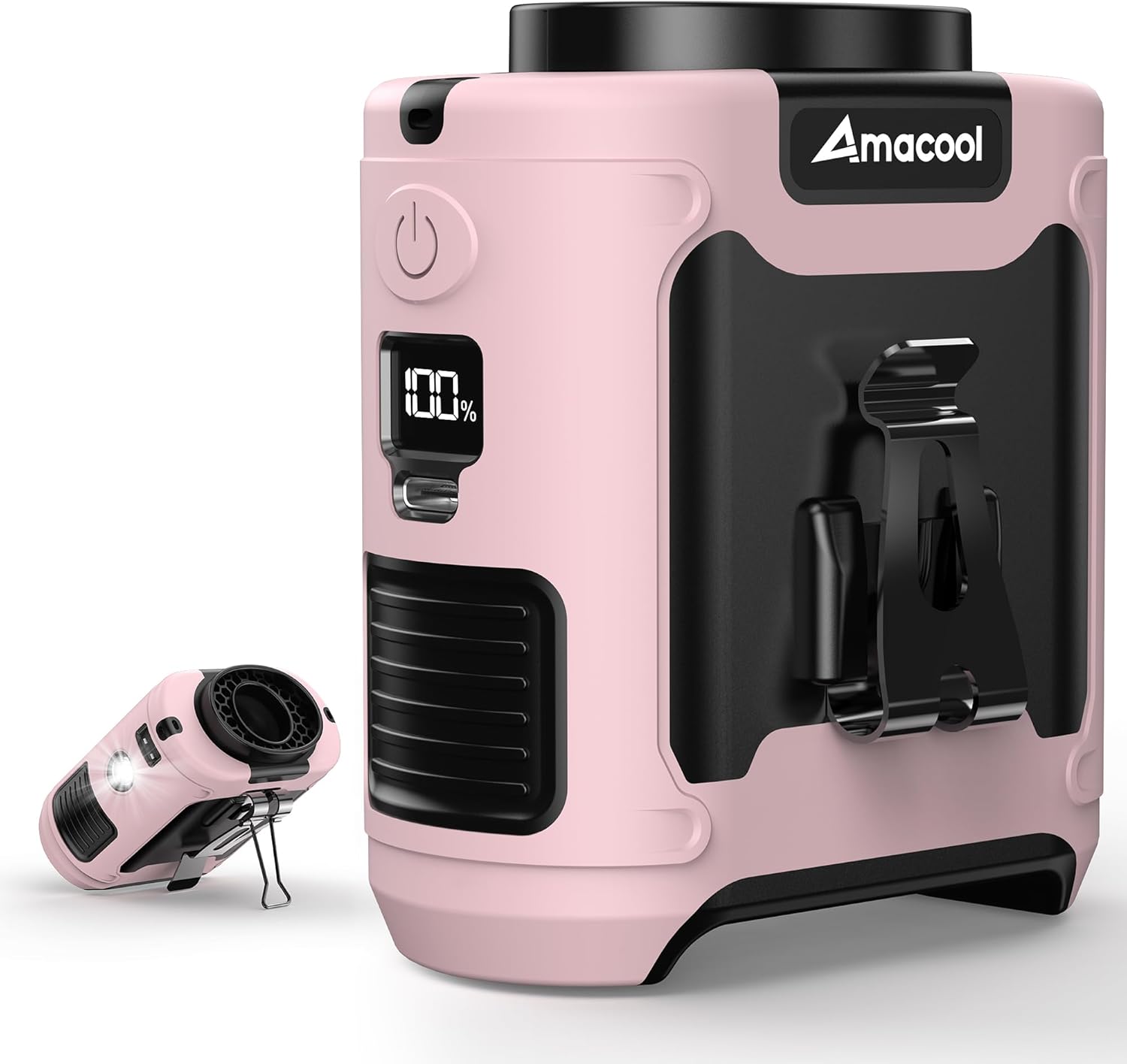 Portable Waist Fan Clip On, MAX 40H Work Time, 10000Mah Rechargeable Wearable Shirt Fan with Light, 16000RPM Powerful 5 Speeds Belt Fans Personal Cooling Fans for Outdoor Jobsite Travel