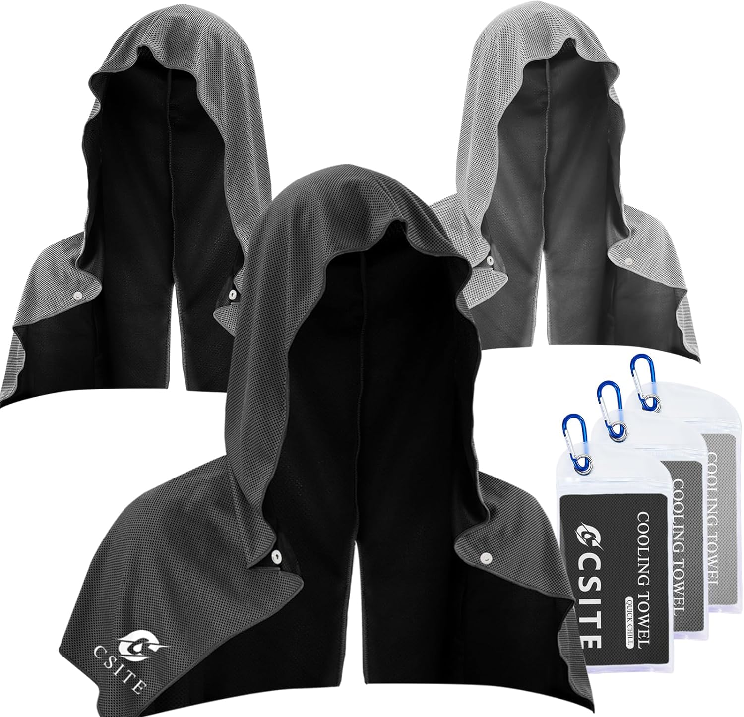 UPF 50 Cooling Hoodie Towel – Instant Cooling Neck & Face Towel for Sports, Gym, and Outdoor Activities