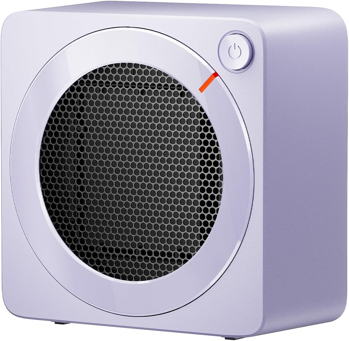 500W Mini Ceramic Space Heater – Portable PTC Fast Heating Desk Heater with Adjustable Thermostat