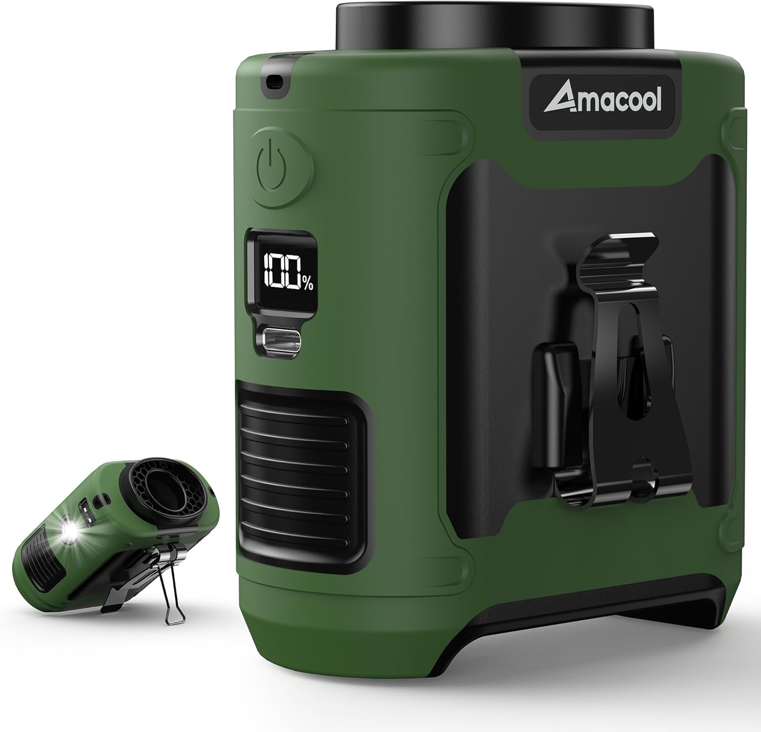 Portable Waist Fan Clip On, MAX 40H Work Time, 10000Mah Rechargeable Wearable Shirt Fan with Light, 16000RPM Powerful 5 Speeds Belt Fans Personal Cooling Fans for Outdoor Jobsite Travel