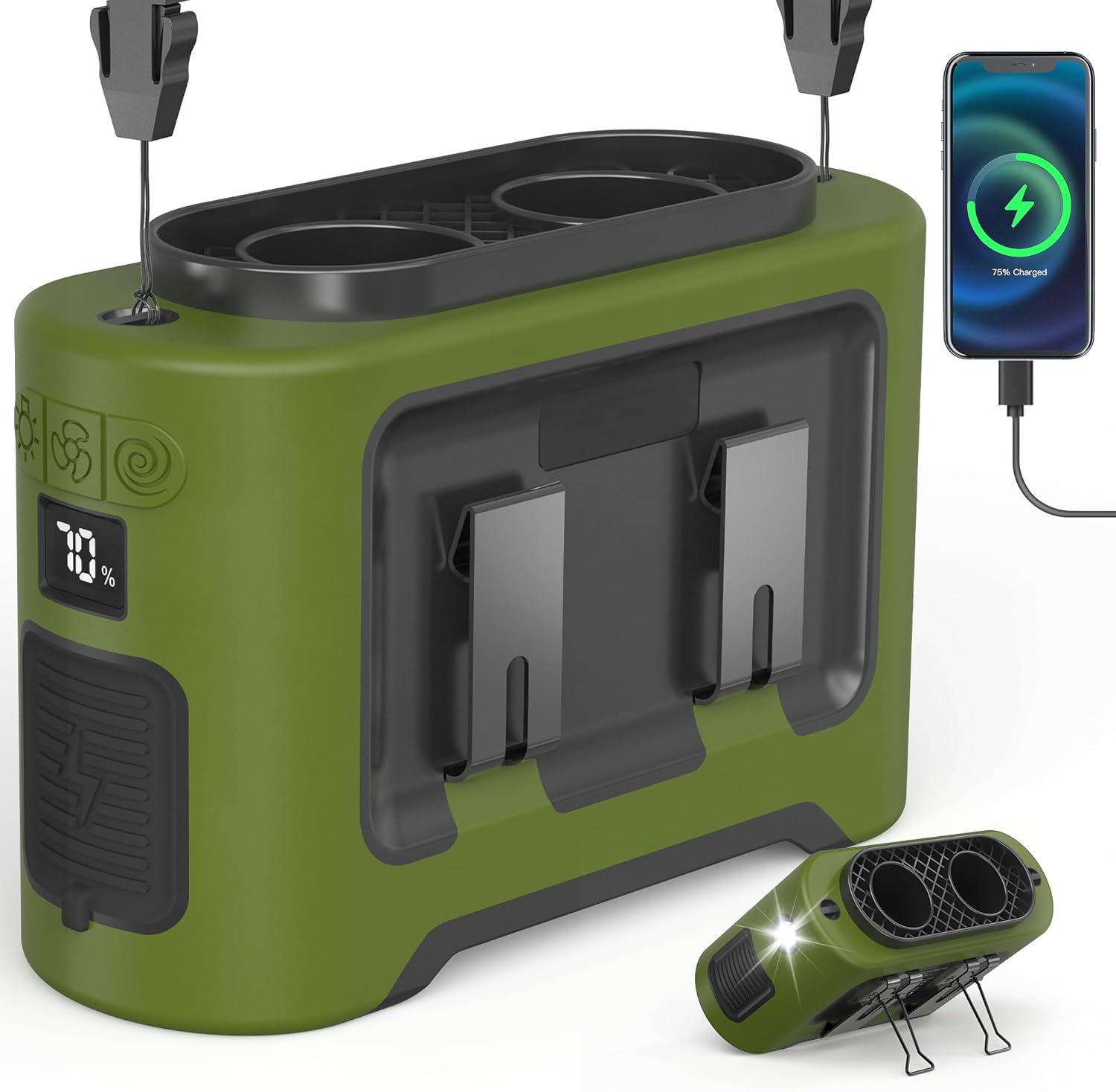 Portable 14500mAh-20000mAh Waist Fan, Dual Motor Clip-On Fan with 10 Speeds, 40H Runtime, Hands-Free Belt & Neck Design