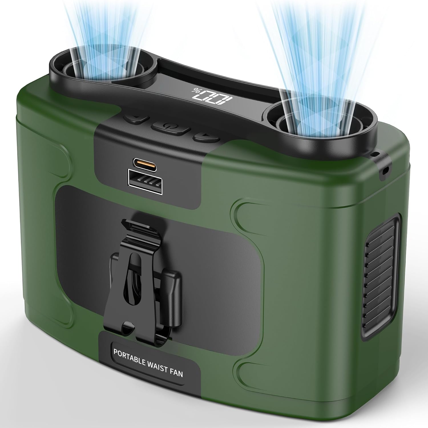 Portable 14500mAh-20000mAh Waist Fan, Dual Motor Clip-On Fan with 10 Speeds, 40H Runtime, Hands-Free Belt & Neck Design