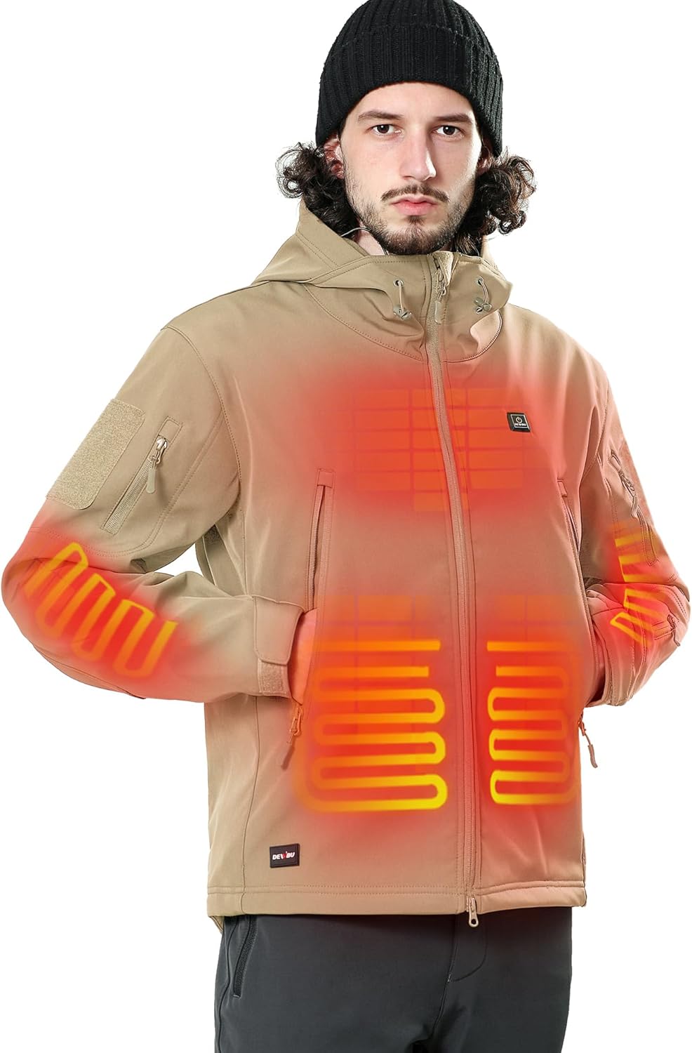Men’s Heated Jacket with 12V Battery Pack, Electric Heating Coat, Soft Shell Waterproof Winter Jacket with Adjustable Temperature for Outdoor Work, Hunting, Hiking & Skiing