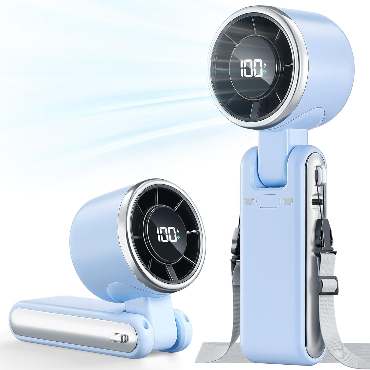 Portable Turbo Handheld Fan – 4000mAh Rechargeable Personal Fan with 5 Speed Settings
