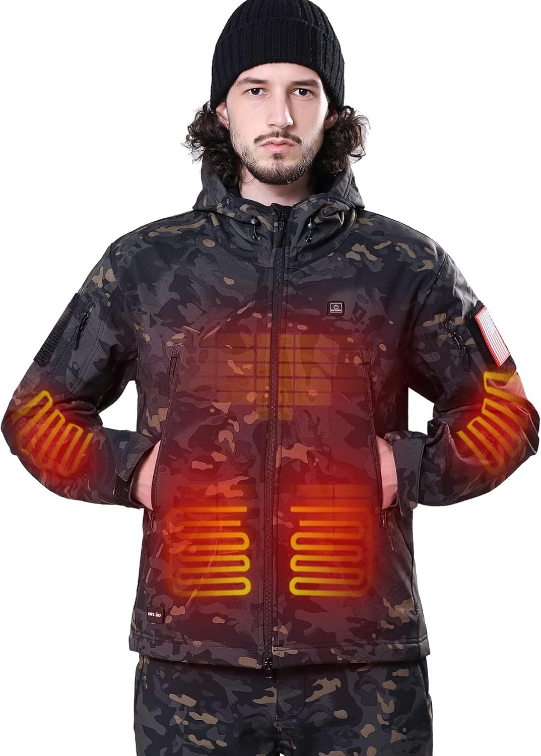 Men’s Heated Jacket with 12V Battery Pack, Electric Heating Coat, Soft Shell Waterproof Winter Jacket with Adjustable Temperature for Outdoor Work, Hunting, Hiking & Skiing