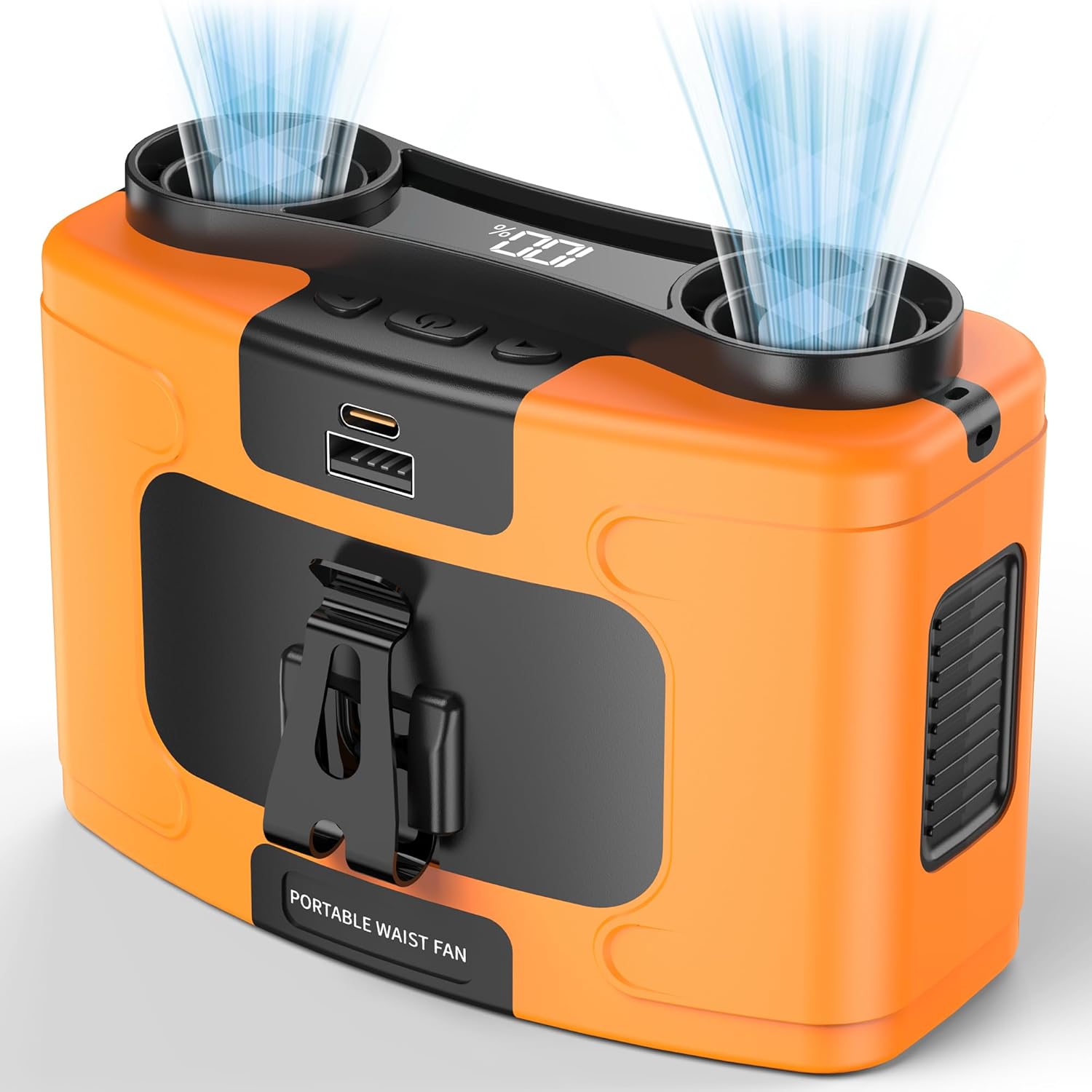 Portable 14500mAh-20000mAh Waist Fan, Dual Motor Clip-On Fan with 10 Speeds, 40H Runtime, Hands-Free Belt & Neck Design