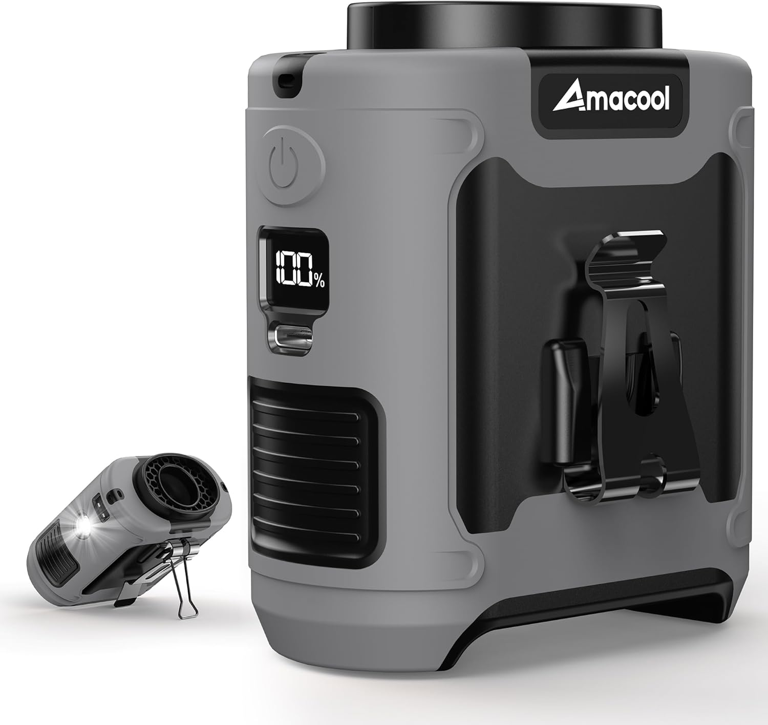 Portable Waist Fan Clip On, MAX 40H Work Time, 10000Mah Rechargeable Wearable Shirt Fan with Light, 16000RPM Powerful 5 Speeds Belt Fans Personal Cooling Fans for Outdoor Jobsite Travel