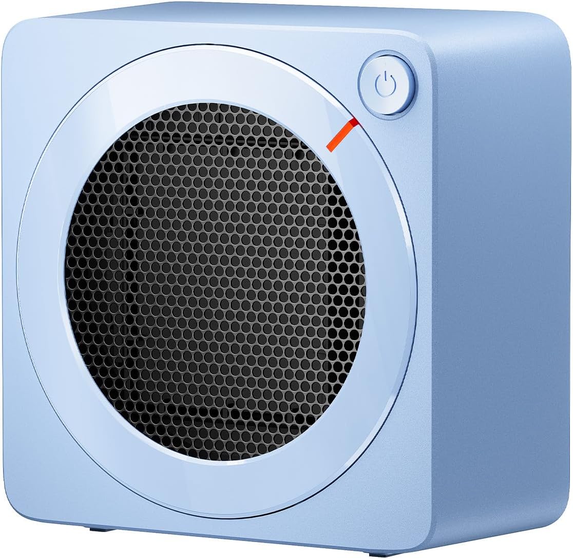 500W Mini Ceramic Space Heater – Portable PTC Fast Heating Desk Heater with Adjustable Thermostat