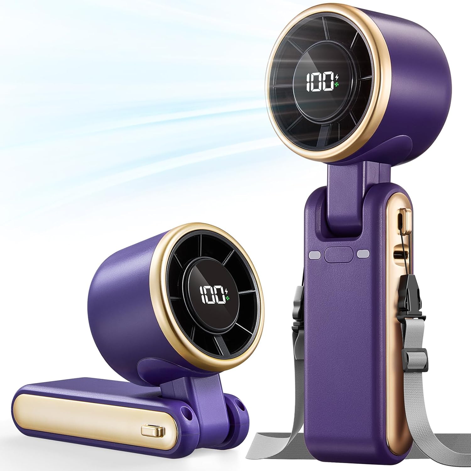 Portable Turbo Handheld Fan – 4000mAh Rechargeable Personal Fan with 5 Speed Settings