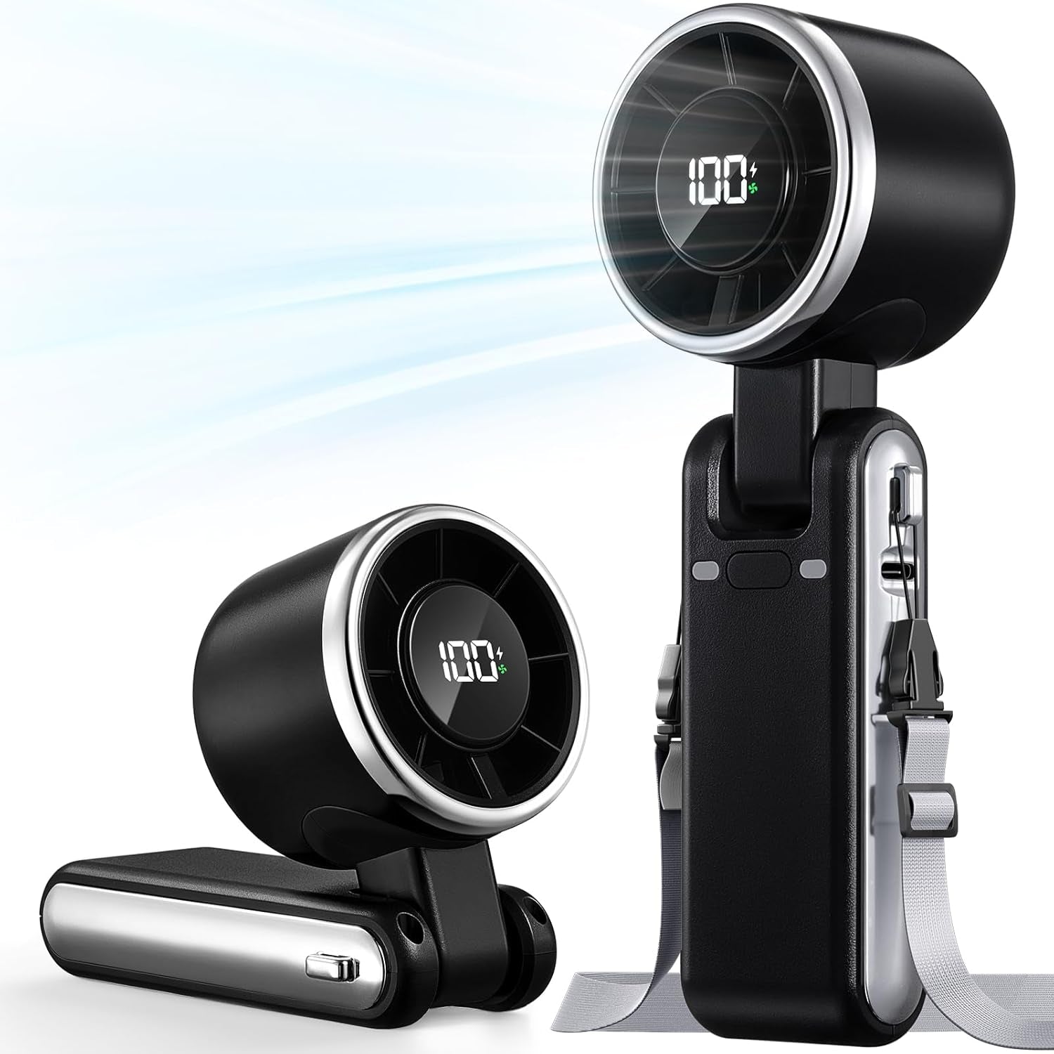 Portable Turbo Handheld Fan – 4000mAh Rechargeable Personal Fan with 5 Speed Settings