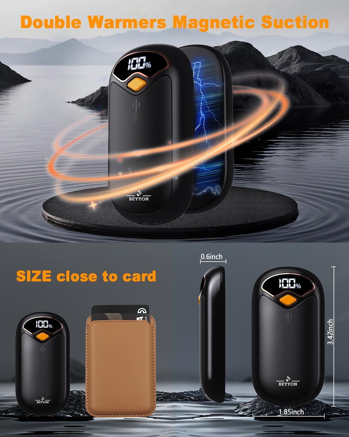 Rechargeable Electric Hand Warmers – 2-Pack Magnetic Pocket Hand Warmers