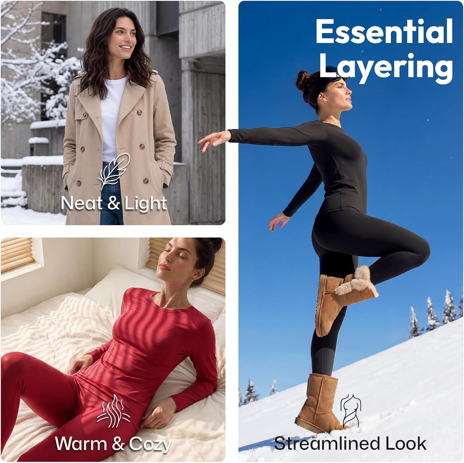 Women's Thermal Underwear Set – Fleece-Lined Long Johns Base Layer