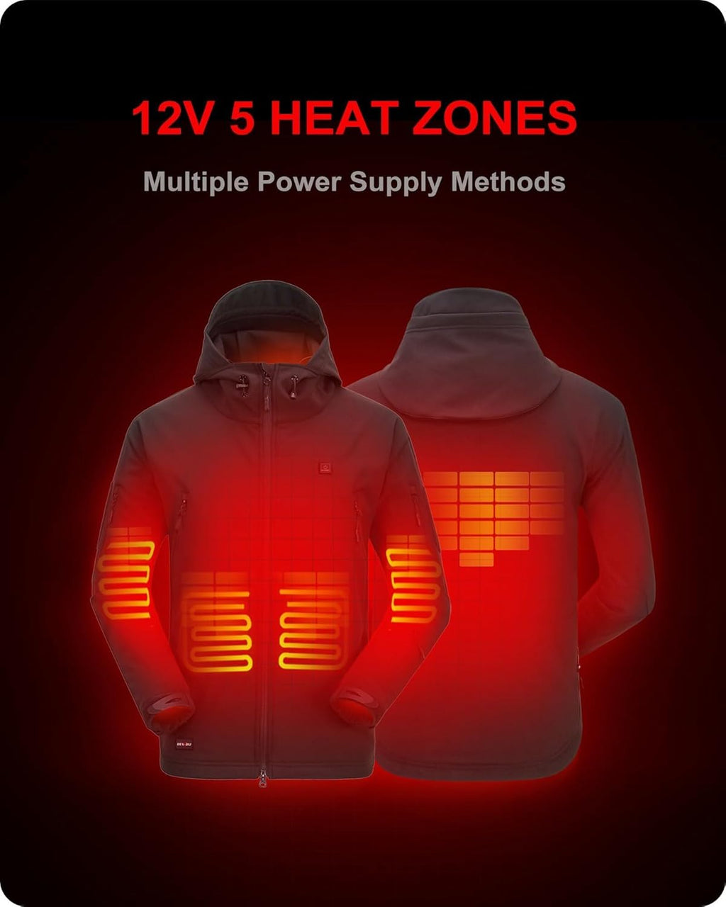 Men’s Heated Jacket with 12V Battery Pack, Electric Heating Coat, Soft Shell Waterproof Winter Jacket with Adjustable Temperature for Outdoor Work, Hunting, Hiking & Skiing