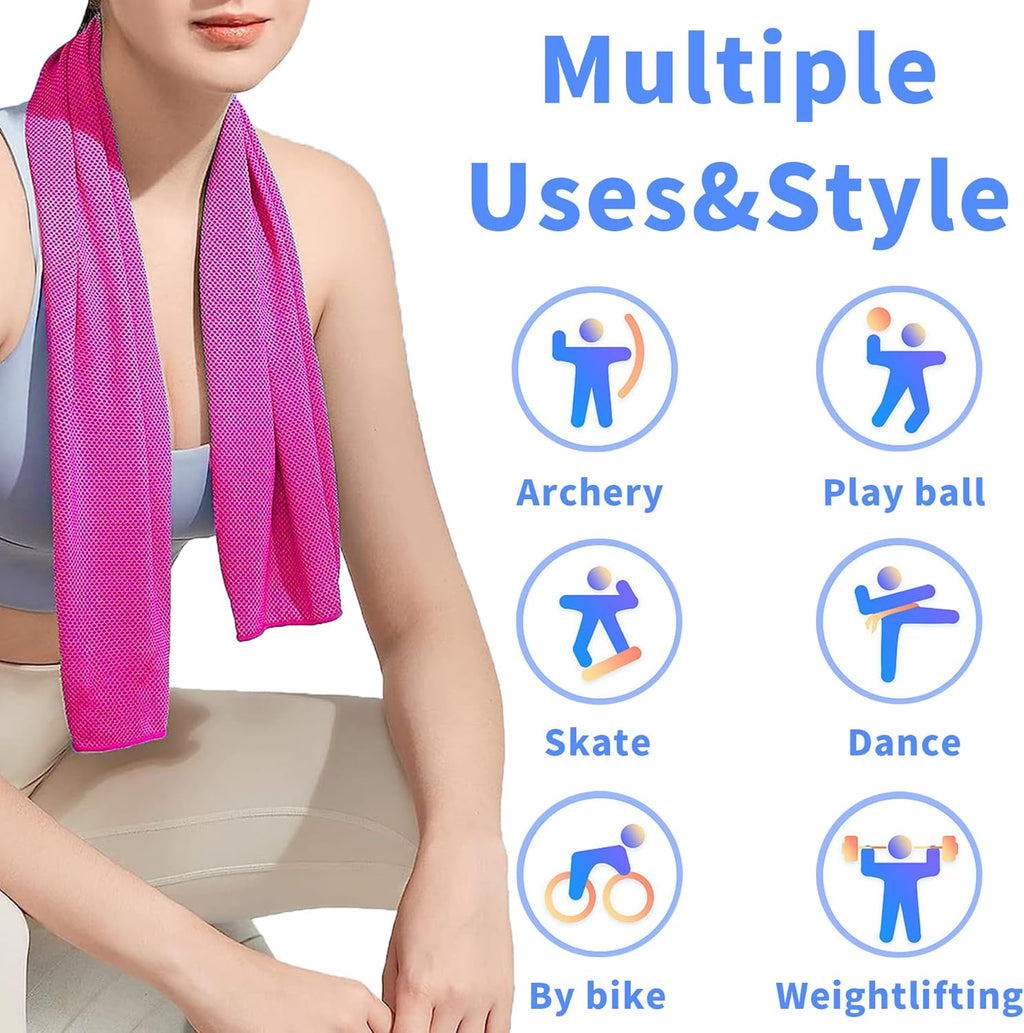 4 Pack Cooling Towels (40" x 12") – Microfiber Cooling Neck Wraps, Soft Breathable Ice Towels for Sports, Running, Gym, Yoga, Workout, Camping & Outdoor Activities