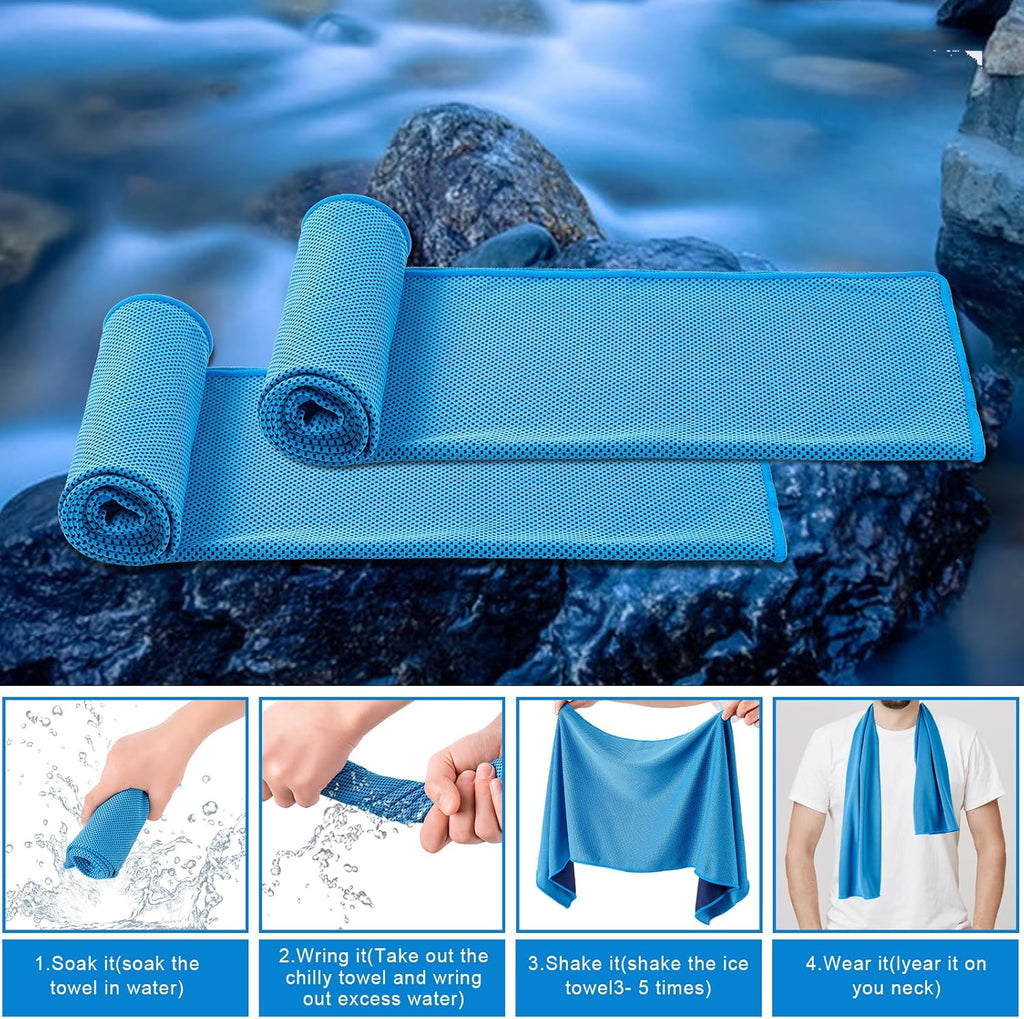 4 Pack Cooling Towels (40" x 12") – Microfiber Cooling Neck Wraps, Soft Breathable Ice Towels for Sports, Running, Gym, Yoga, Workout, Camping & Outdoor Activities
