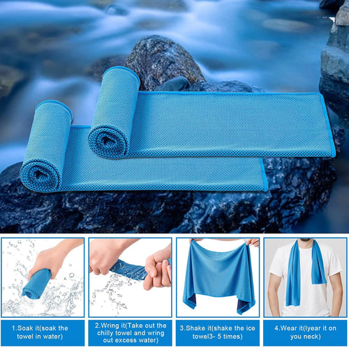 4 Pack Cooling Towels (40" x 12") – Microfiber Cooling Neck Wraps, Soft Breathable Ice Towels for Sports, Running, Gym, Yoga, Workout, Camping & Outdoor Activities