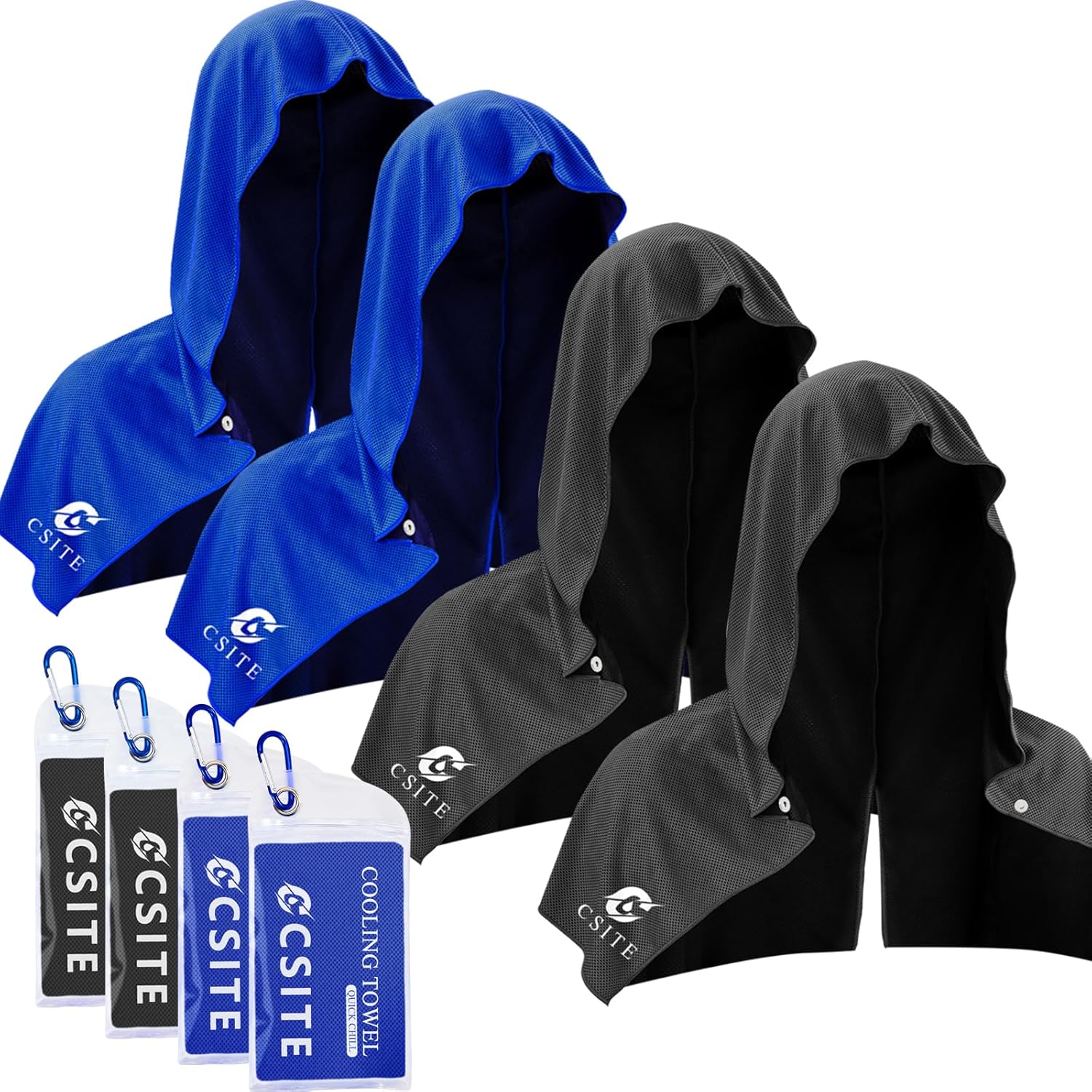 UPF 50 Cooling Hoodie Towel – Instant Cooling Neck & Face Towel for Sports, Gym, and Outdoor Activities