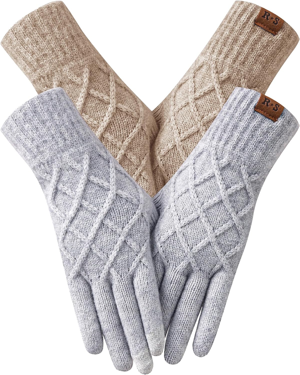 2-Pack Women's Winter Touchscreen Gloves – Thermal Knit Gloves with Warm Lining