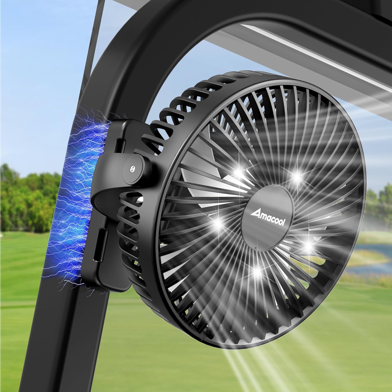 Magnetic Golf Cart Fan – 5000mAh Rechargeable Portable Cooling Fan with Strong Magnet Mount, Compact Travel Fan for Golf Cart, BBQ, Work and Outdoor Use