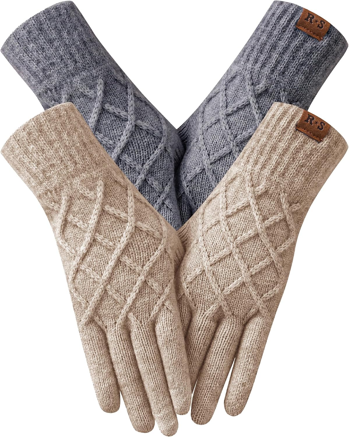 2-Pack Women's Winter Touchscreen Gloves – Thermal Knit Gloves with Warm Lining