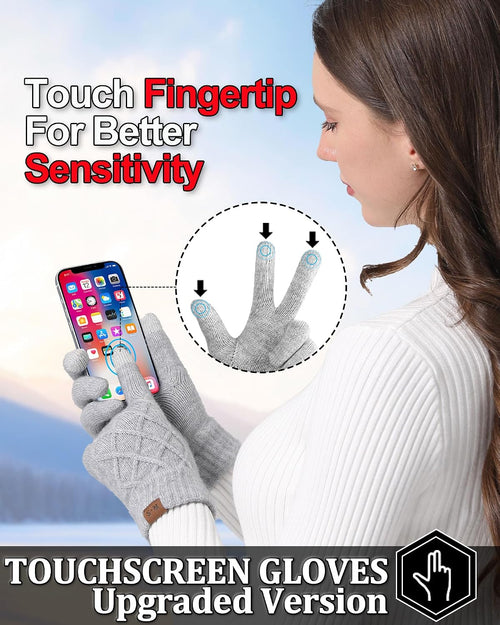 2-Pack Women's Winter Touchscreen Gloves – Thermal Knit Gloves with Warm Lining