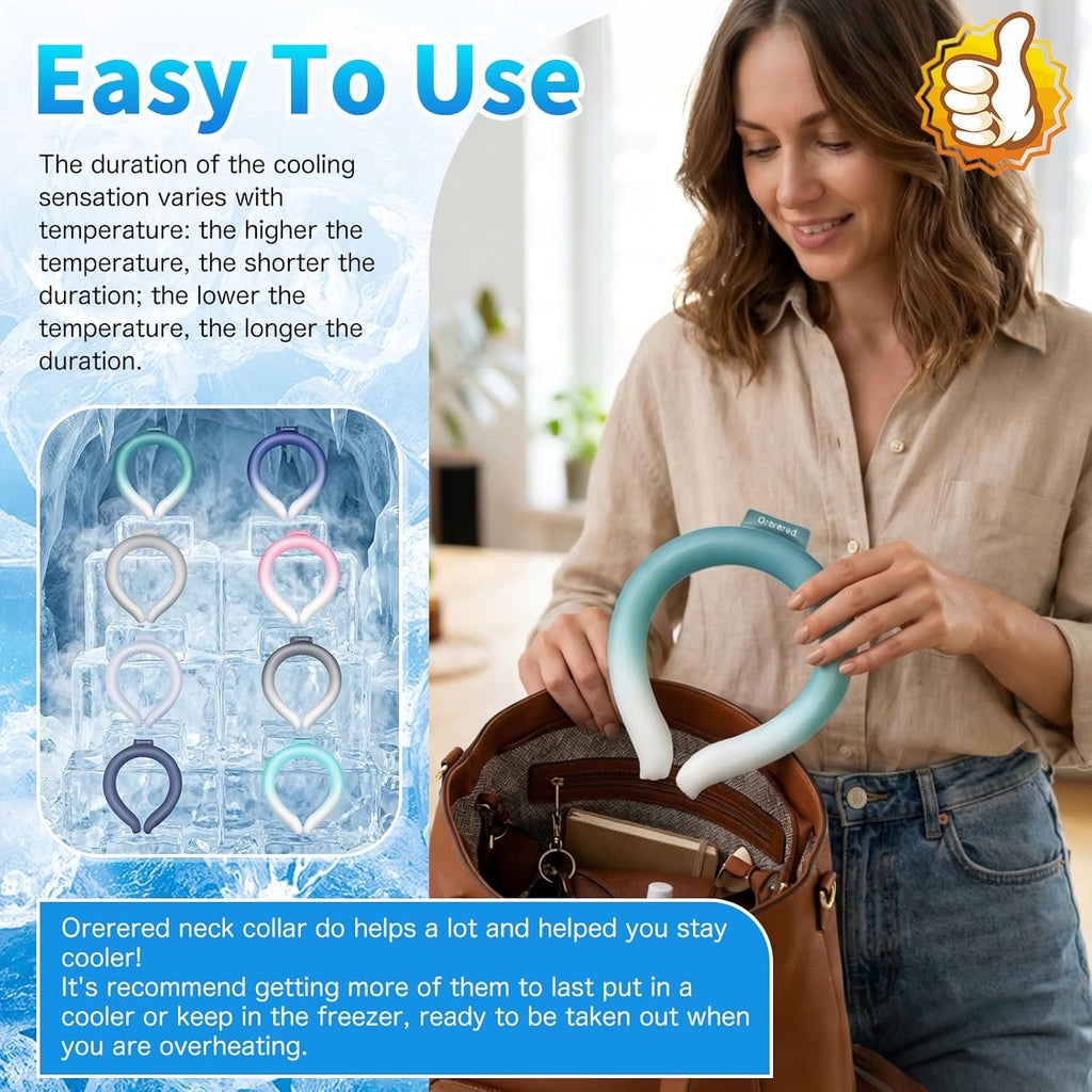 Ice Ring Neck Cooler, Gel Cooling Tube, Wearable Neck Wrap for Instant Summer Cooling & Heat Relief(Gradient Blue,L)
