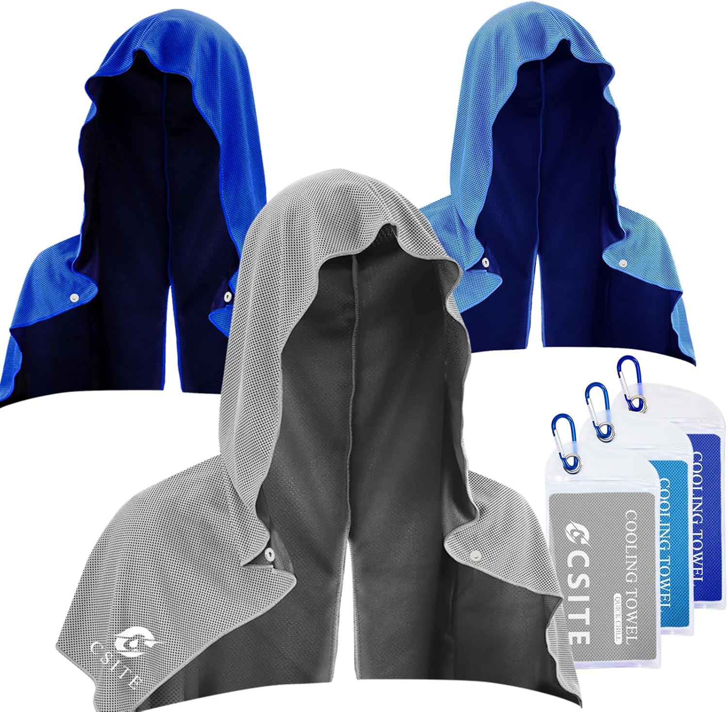 UPF 50 Cooling Hoodie Towel – Instant Cooling Neck & Face Towel for Sports, Gym, and Outdoor Activities