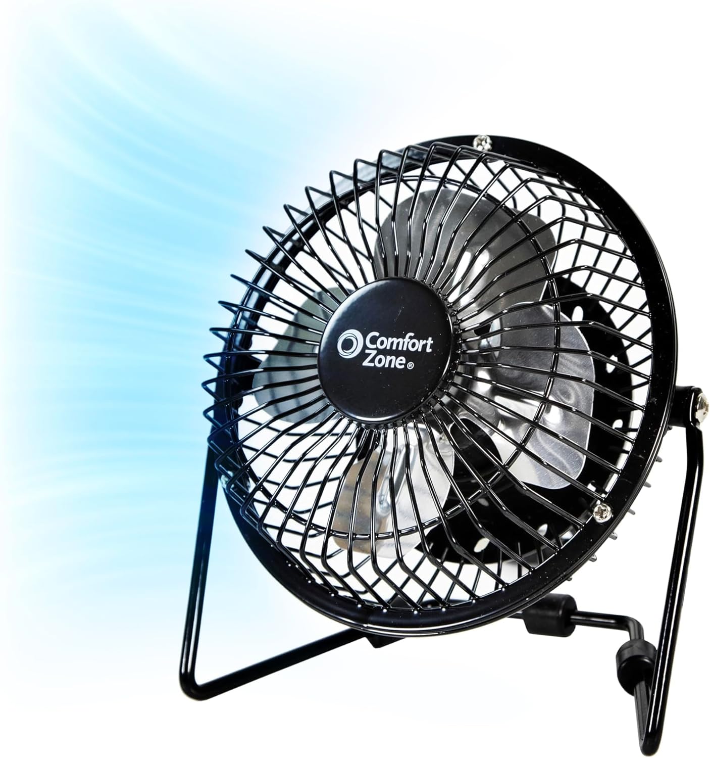 4-Inch All-Metal Mini Desk Fan – High Velocity USB Portable Table Fan with 120V Wall Adapter, 360° Adjustable Tilt