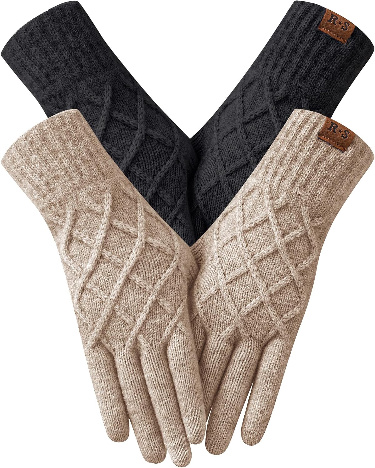 2-Pack Women's Winter Touchscreen Gloves – Thermal Knit Gloves with Warm Lining