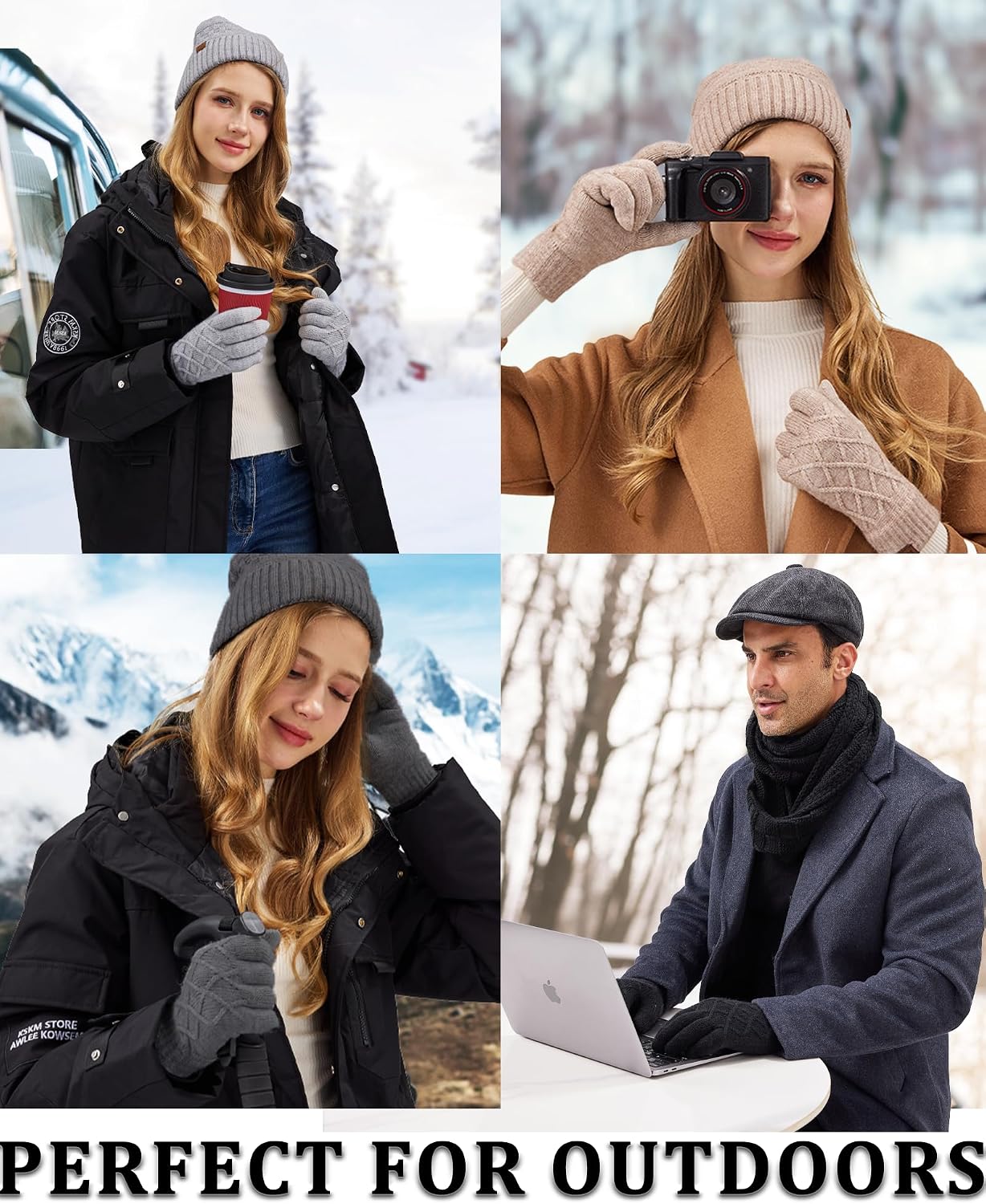 2-Pack Women's Winter Touchscreen Gloves – Thermal Knit Gloves with Warm Lining
