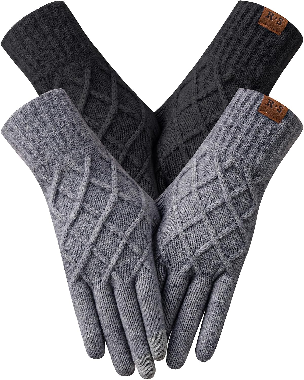 2-Pack Women's Winter Touchscreen Gloves – Thermal Knit Gloves with Warm Lining