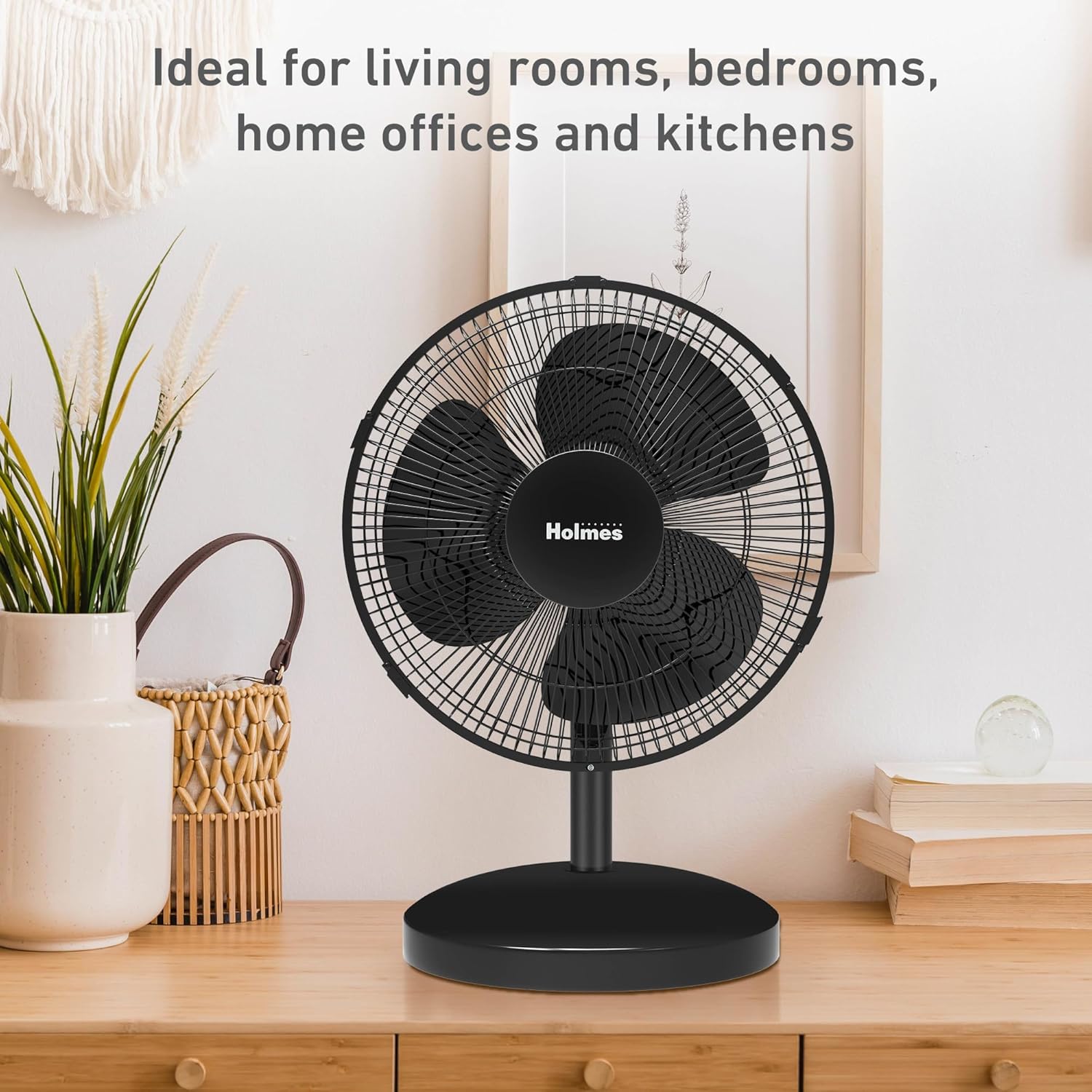 Oscillating Table Fan – Quiet Personal Desk Fan with 3 Speed Settings, 75° Wide-Angle Oscillation, 15° Adjustable Tilt