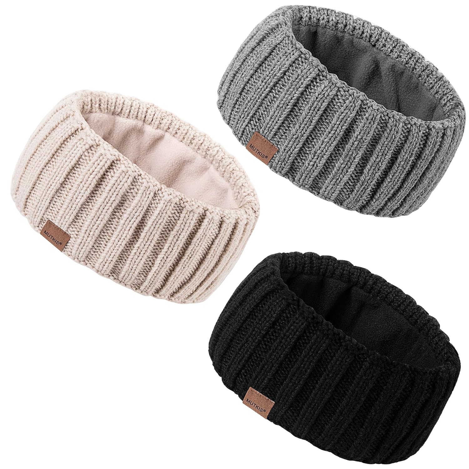 3-Pack Women's Winter Ear Warmer Headbands – Fleece-Lined Knit Ear Warmers